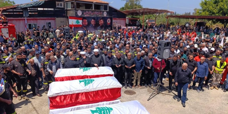 رئيس بلدية صور من تشييع شهداء الدفاع المدني: العدو الإسرائيلي مسؤول عن الجريمة